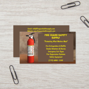 Smoke & Red Fire Extinguisher Fire Safety Business Card
