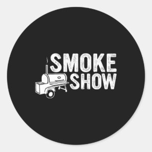 Smoke Show Funny Bbq Grilling Meat Grill Burnt End Classic Round Sticker