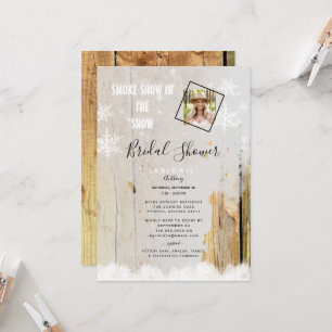 Smoke Show in the Snow Rustic Photo Bridal Shower Invitation