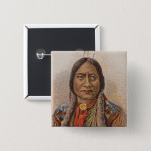 Smoke Signals: Lakota Indian Chief Sitting Bull 15 Cm Square Badge