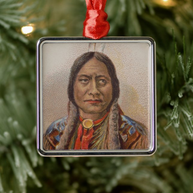 Smoke Signals: Lakota Indian Chief Sitting Bull Metal Tree Decoration (Tree)