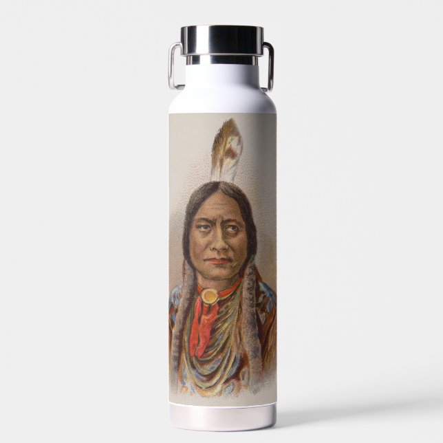 Smoke Signals: Lakota Indian Chief Sitting Bull Water Bottle (Front)