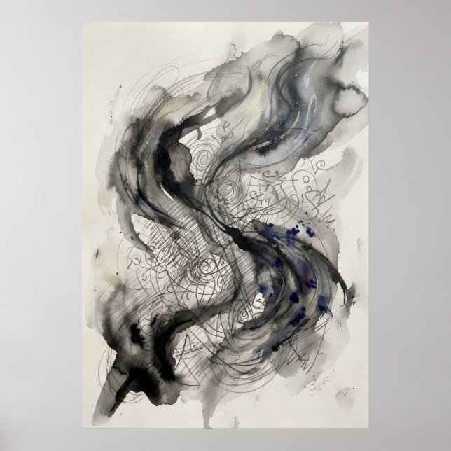 Smoke Spirit Intuitive Ink Wall Art (Front)