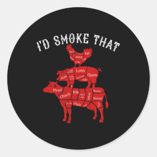 Smoke That Barbecue Grilling Bbq Smoker Gift For D Classic Round Sticker