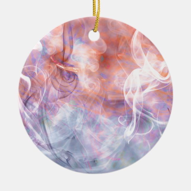 Smoke Vapour Phosphene - Abstract Art Ceramic Tree Decoration (Front)