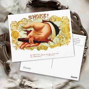 Smoke? Vintage Cigar Box Label Postcard