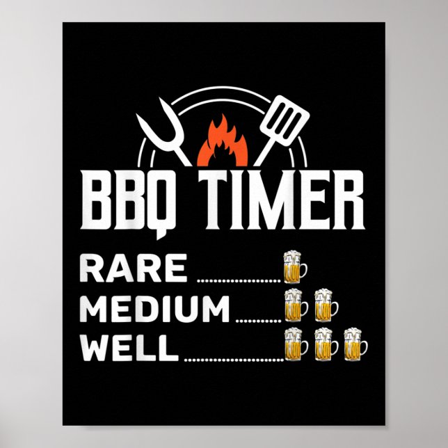 Smoked Meat Lover Bbq Timer Funny Beer Drinking Ba Poster (Front)