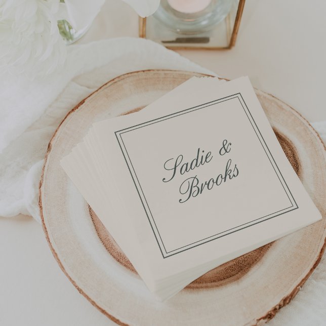 Smoked Spruce | Classic Script Wedding Napkin (Creator Uploaded)