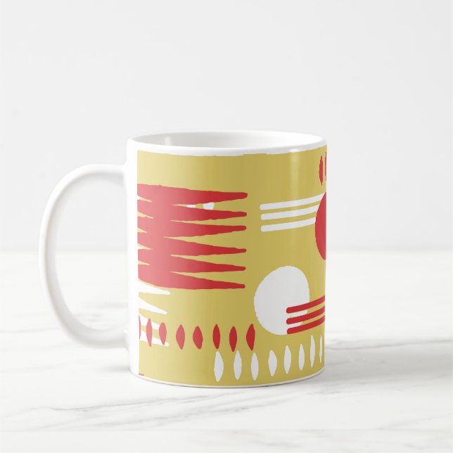 Smokeless Geometric: Yellow-Red Vintage. Coffee Mug (Left)
