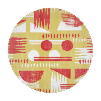 Smokeless Geometric: Yellow-Red Vintage. Cutting Board
