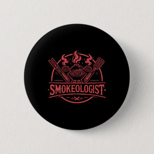 Smokeologist Bbq Smoker Meat Smoking Tools Grillin 6 Cm Round Badge