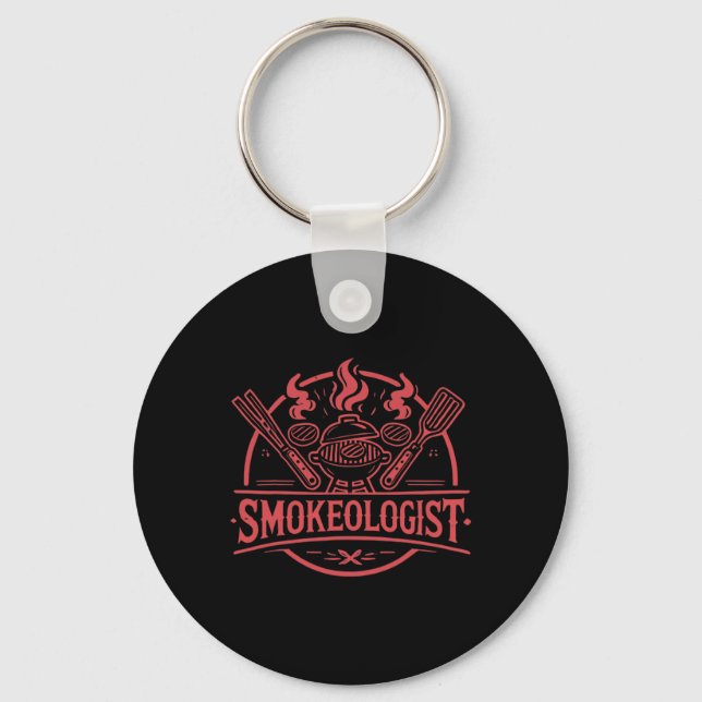 Smokeologist Bbq Smoker Meat Smoking Tools Grillin Key Ring (Front)