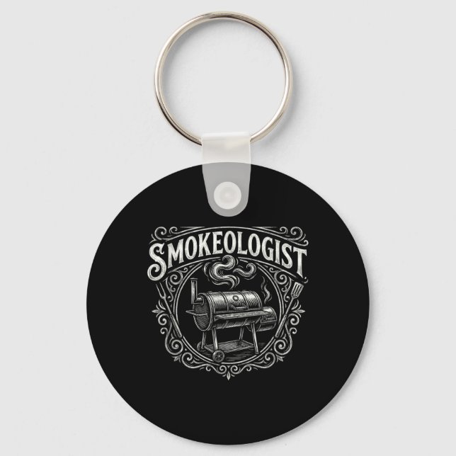Smokeologist Funny Bbq Smoker Pitmaster Key Ring (Front)