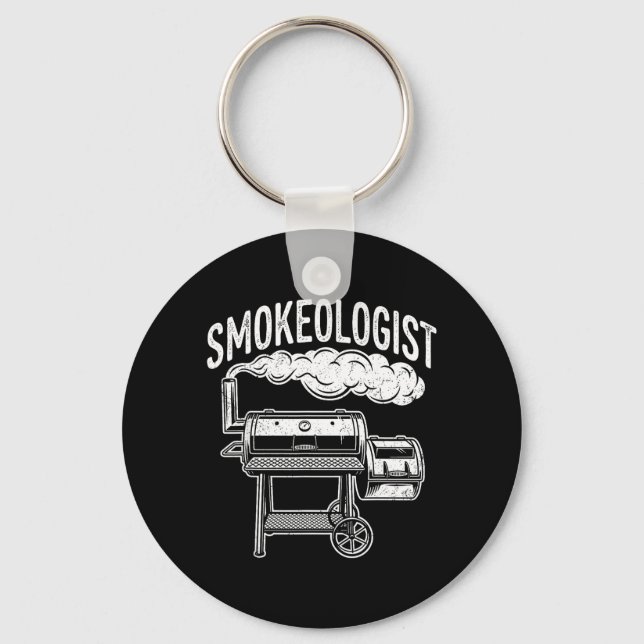 Smokeologist Funny Pitmaster BBQ Dad Smoker Key Ring (Front)