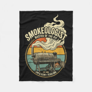 Smokeologist Master Of Pit Texas Bbq Smoker Design Fleece Blanket