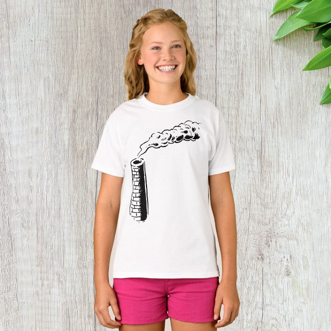 Smokestack Pollution Sketch Monochrome T-Shirt (Creator Uploaded)