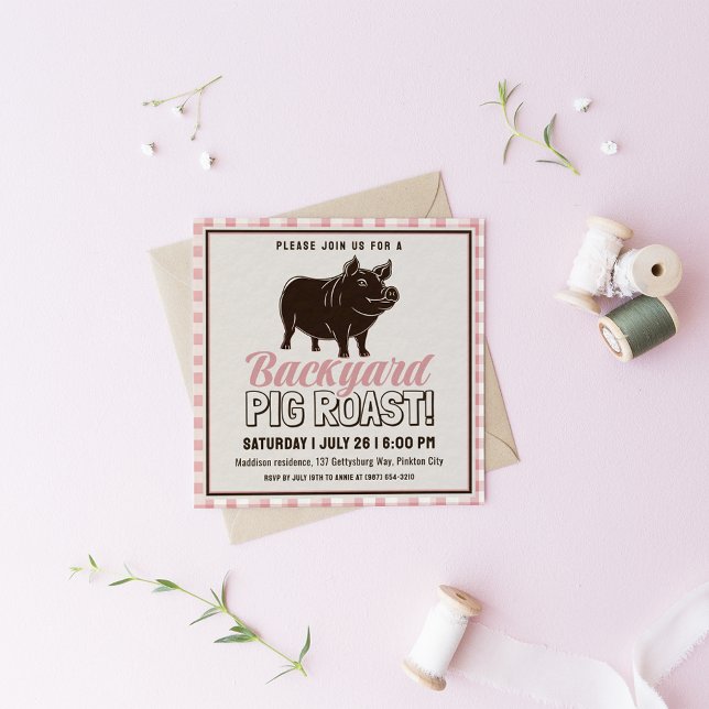 Smokey Backyard BBQ Pig Roast Invitation (Creator Uploaded)