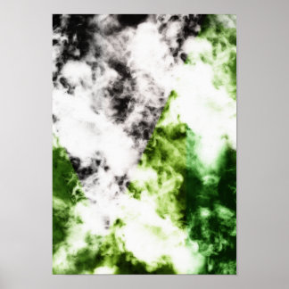 Smokey black and green abstract art poster