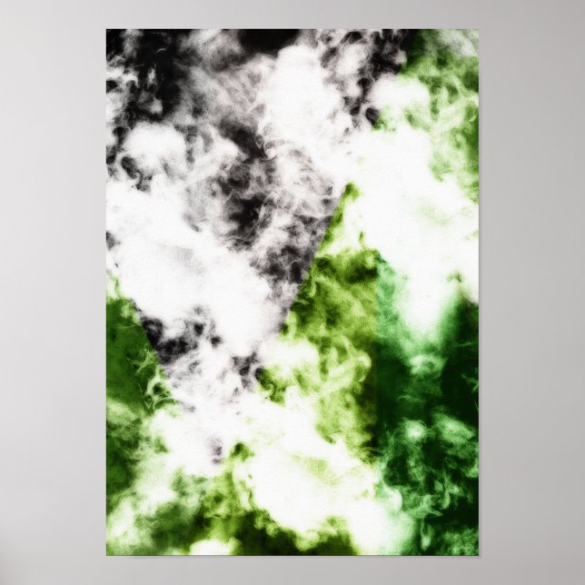 Smokey black and green abstract art poster (Front)