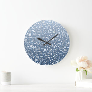 Smokey Blue Harmonious Light to Dark Shades Music Large Clock