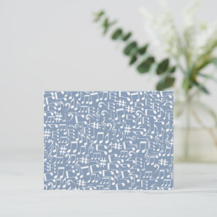 Smokey Blue Shades Dark to Light Music Notes Postcard