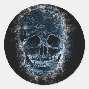 Smokey Blue Skull Art Sticker