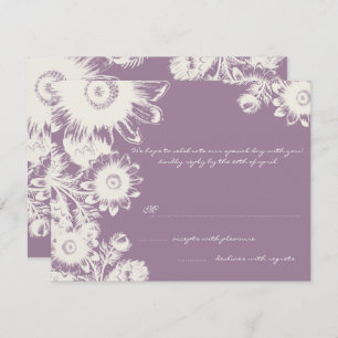 Smokey Grape Purple Floral Wedding RSVP Card