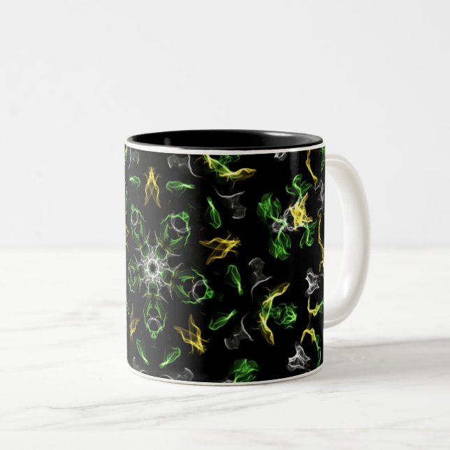 Smokey Green Mandala Digital Drawing Two-Tone Coffee Mug (Front Right)