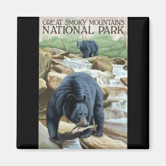 Smokey Mountain Black Bear Fishing Fridge Magnet