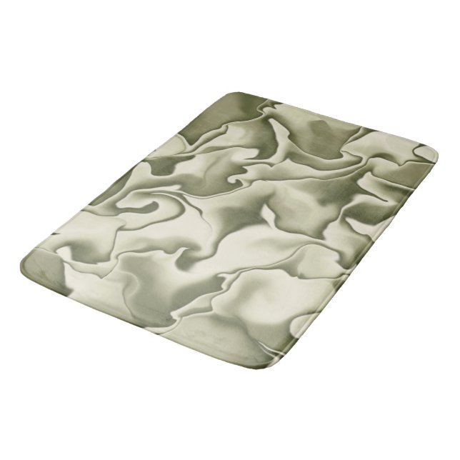 Smokey Olive Green and Tan Pattern Bath Mat (Angled)