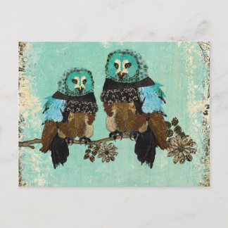 Smokey Rose Owls Postcard