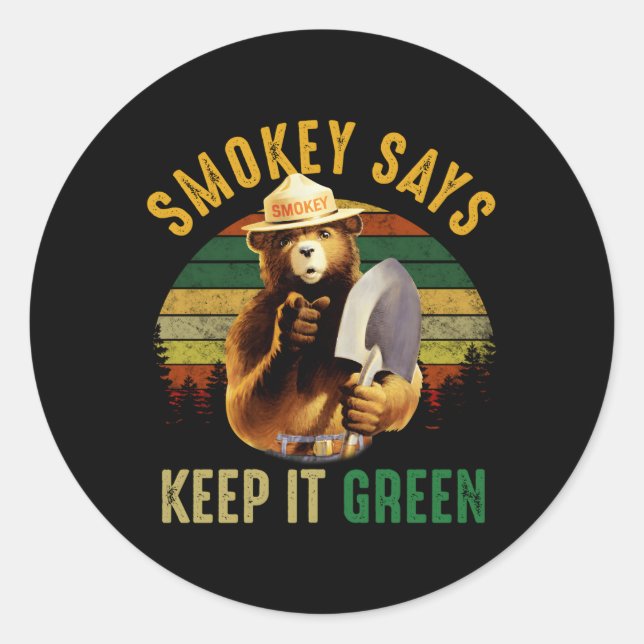 Smokey Says Keep It Green Camg Classic Round Sticker (Front)