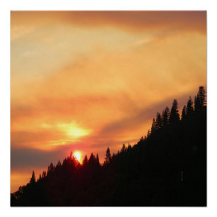 Smokey Sunset over the mountains... Poster