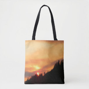 Smokey Sunset over the mountains... Tote Bag