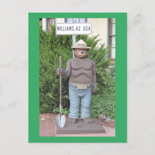 Smokey the Bear on Route 66 Postcard (Front)