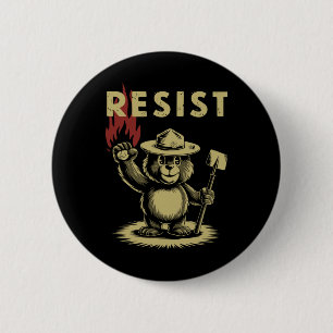 Smokey The Resist Bear Costume Sticker 6 Cm Round Badge