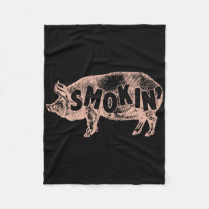 Smokin - Funny Hog Bbq T Shirt Fleece Blanket