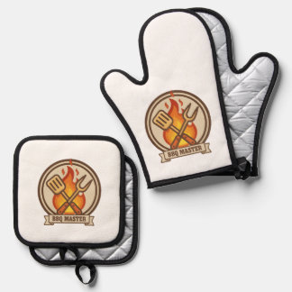 Smokin' Good BBQ & Grill | Vintage Retro Grilling Oven Mitt & Pot Holder Set