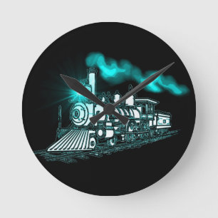 Smokin Green Train Round Clock