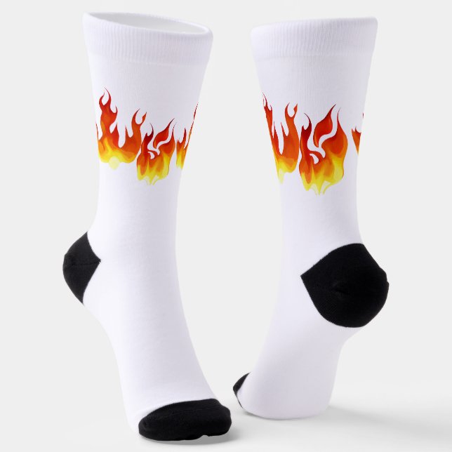 Smokin Hot Orange and Red Flames Personalised Socks (Angled)