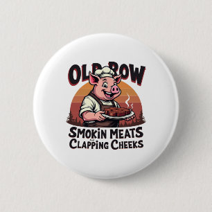 Smokin Meats And Clapping Cheeks Funny Bbq 6 Cm Round Badge