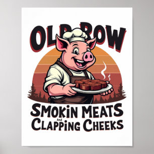 Smokin Meats And Clapping Cheeks Funny Bbq Poster