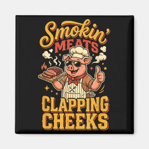 Smokin meats clapping cheeks bbq pig pitmaster magnet