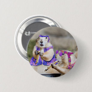Smokin' Prairie Dog Hippies 6 Cm Round Badge
