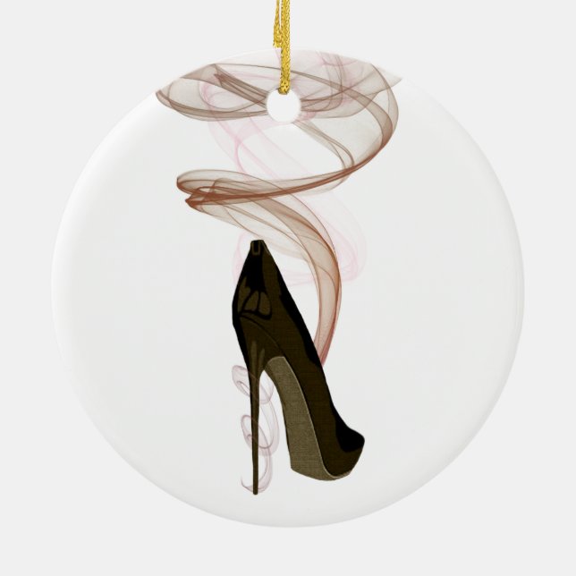 Smokin Stiletto Shoe Art Ceramic Tree Decoration (Back)