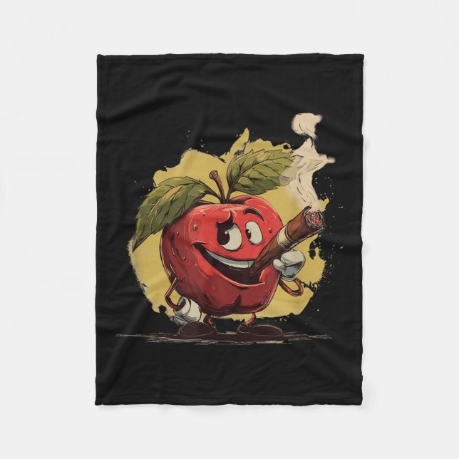 Smoking Apple Look For Cigars And Cigarettes Lover Fleece Blanket (Front)