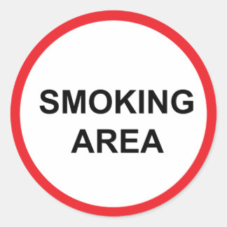 smoking area classic round sticker