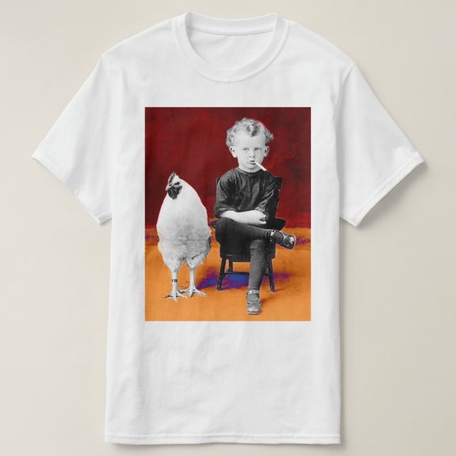 Smoking Boy with Chicken T-shirt (Design Front)