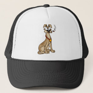 Smoking Cartoon Dog Trucker Hat
