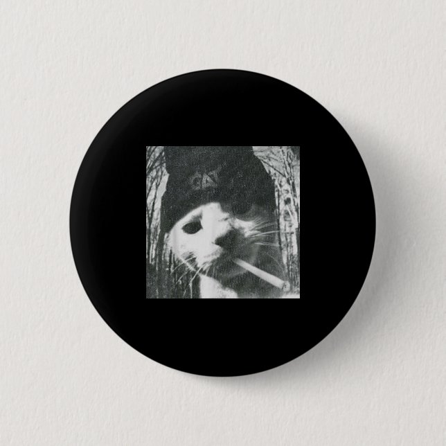 Smoking Cat Beanie Meme Grunge Aesthetic Funny T-s 6 Cm Round Badge (Front)